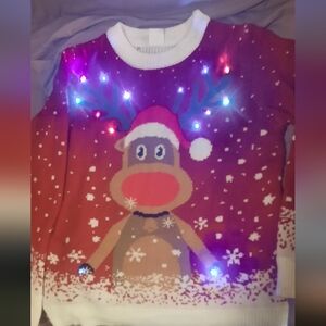 Festive Reindeer Light-Up Sweater